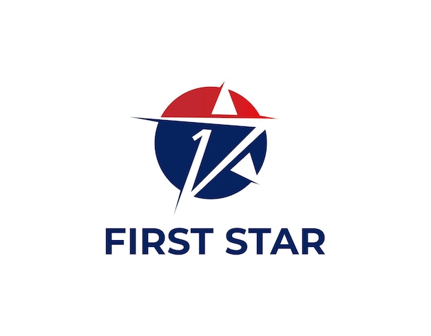 Вектор Шаблон дизайна логотипа абстрактной красной синей первой звезды