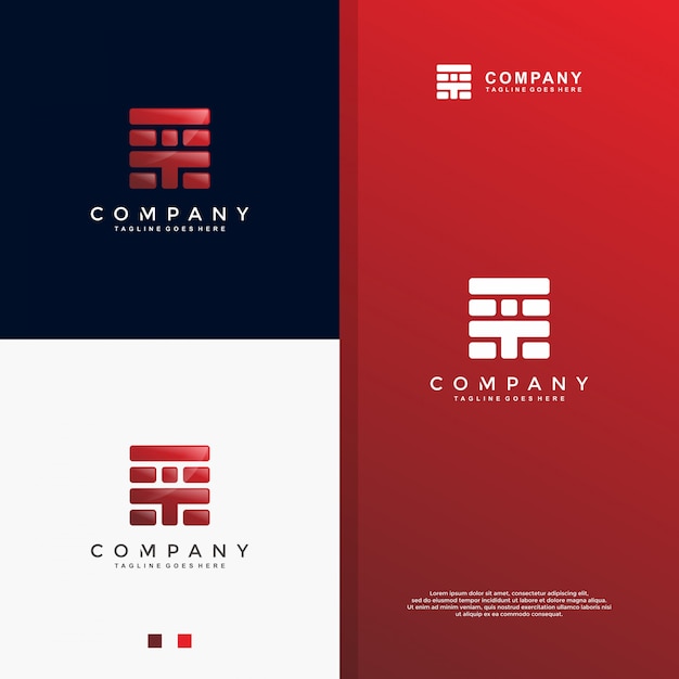 Abstract Red Brick Logo