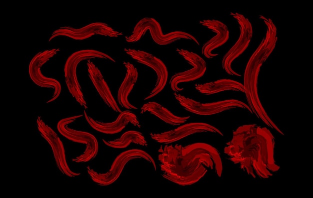 abstract red brushstroke collection on black