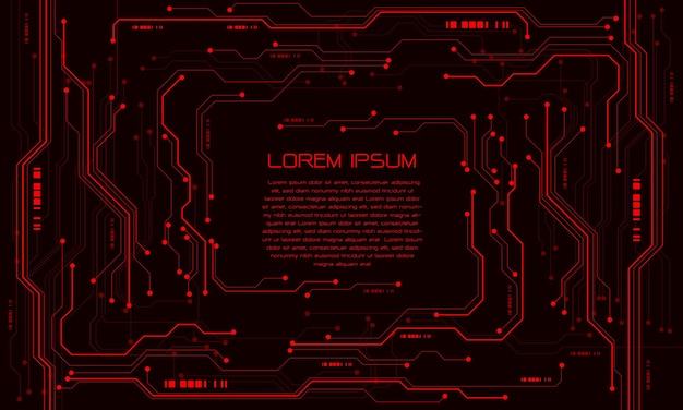 abstract red circuit cyber technology futuristic with simple text design creative background vector