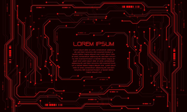 Abstract red circuit cyber technology futuristic with simple text design creative background vector