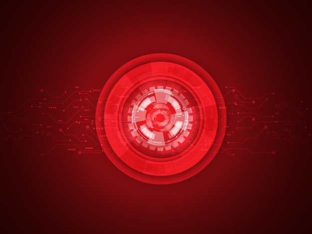 Abstract red circuits and system background