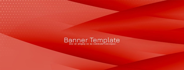 Abstract red color wave style decorative banner template vector