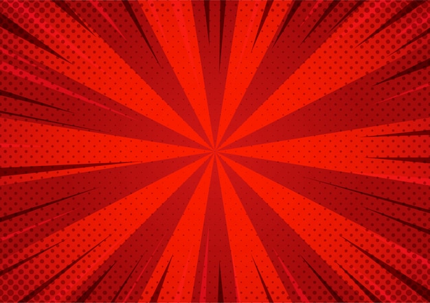 Vector abstract red comic cartoon style halftone zoom pattern.