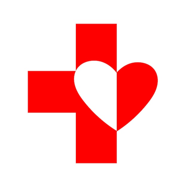 Abstract red cross logo Pharmacy Sign Vector icon