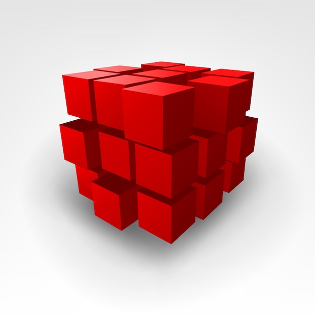 Abstract red cube vector illustration