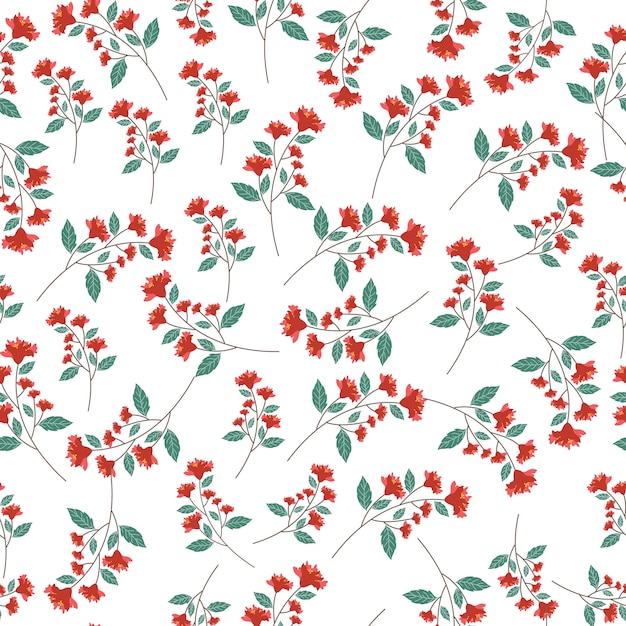 Abstract red flower seamless pattern