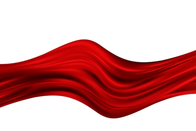 Abstract red flying waves from silk or satin fabric on a white background for a grand opening ceremony awards presentation