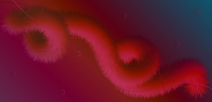 Vector abstract red furlike swirl on gradient background