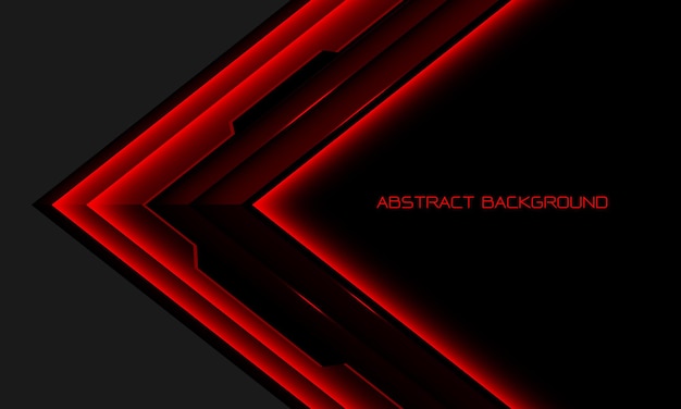 Abstract rosso nero lucido cyber freccia direzione geometrica design grigio sfondo futuristico vettore