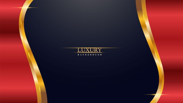 Abstract red gold black wave luxury background template design