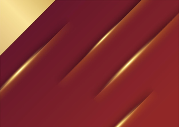 Fondo astratto di presentazione rosso e oro. sfondo astratto di lusso con linee dorate su sfondo rosso scuro e moderno concetto 3d style. illustrazione dal vettore sul design di lusso del modello moderno.