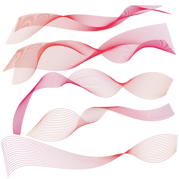 抽象的な赤のグラデーションの波線オブジェクト