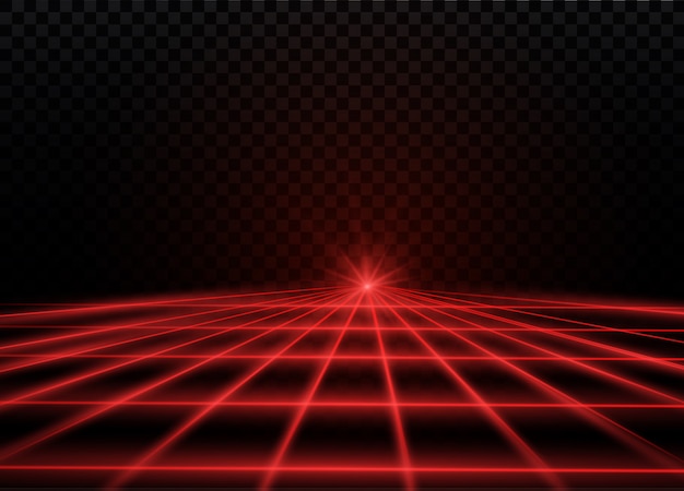 Abstract red laser beam. Transparent  on black background