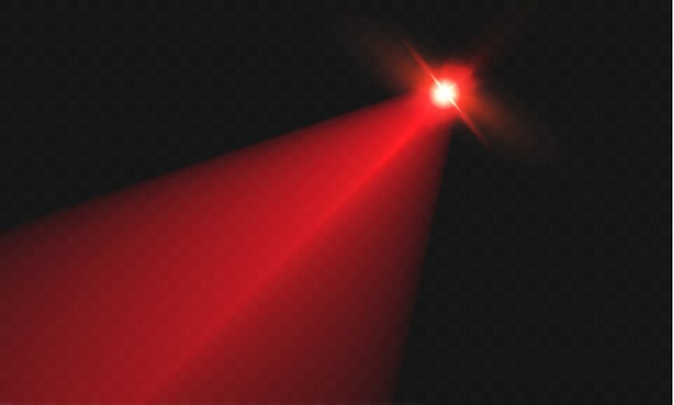 Vector abstract red laser beam. transparent isolated on black background.the lighting effect.floodlight directional.