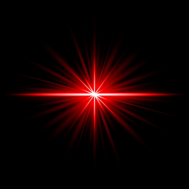 Abstract red light flare ray effect illuminated