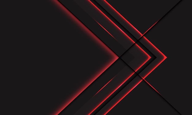 Vector abstract red light line neon arrow metallic direction on dark grey with blank space design modern futuristic technology background