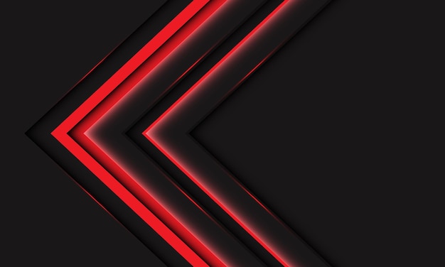 Vector abstract red light line neon arrow metallic direction on dark grey with blank space design modern futuristic technology background