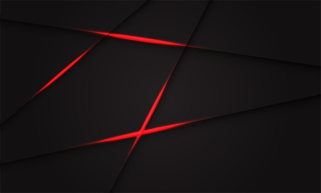 어두운 회색 디자인 현대 미래 배경에 추상 붉은 빛 그림자 크로스 라인.