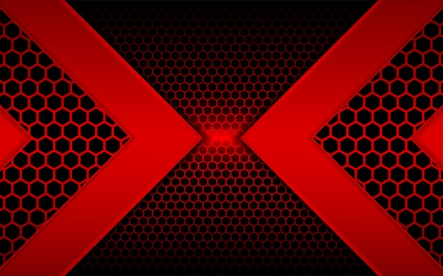 Abstract red light with hexagon background