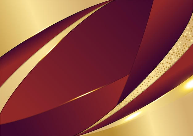 Vector abstract red luxury background with golden line , paper cut style 3d. vector illustration.