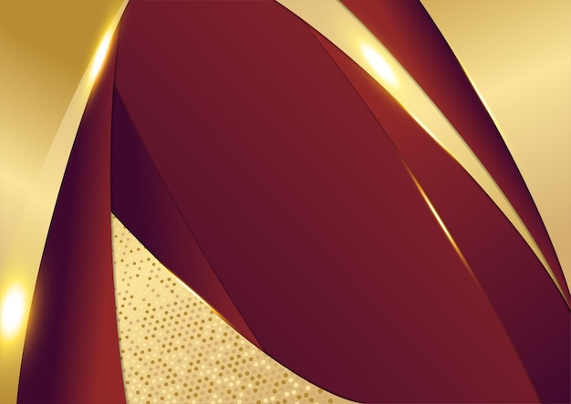 Abstract red luxury background with golden line , paper cut style 3d. vector illustration.