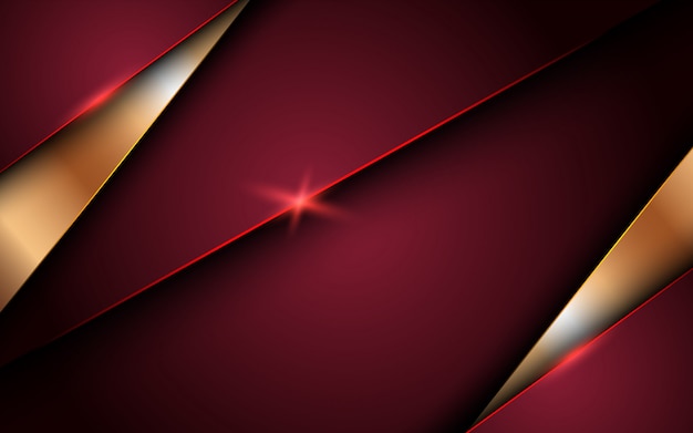 Вектор Абстрактная красная роскошная предпосылка с слоями перекрытия. текстура с золотой линией и блестящим золотым световым эффектом.