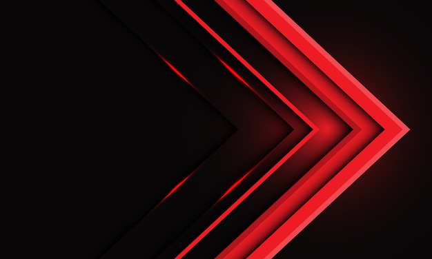 Abstract red metallic arrow light on black with blank space design modern futuristic background  