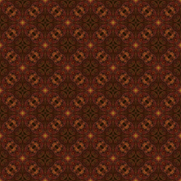 Abstract red orange color flower star seamless pattern background fabric oriental retro decorative