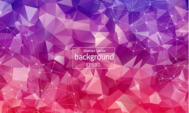 Abstract Red Purple Geometric Polygonal background molecule and communication.