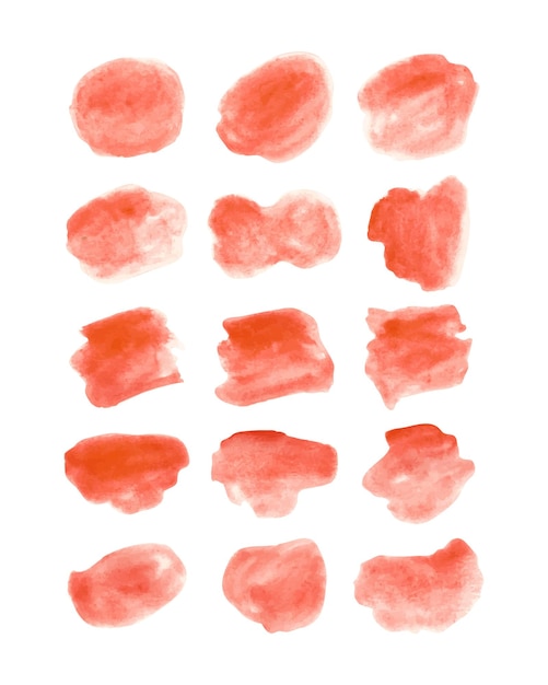 Abstract red rose colored watercolor blob collection