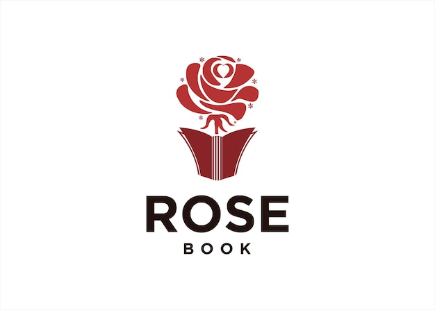 abstract red rose flower logo design template plant blossom book pot concept icon symbol