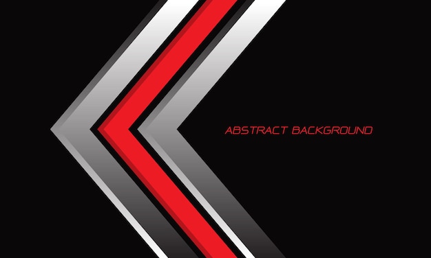 Abstract red silver arrow direction on black with blank space modern futuristic background