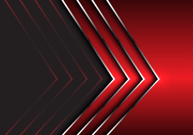 Abstract red silver arrow direction on dark gray background.