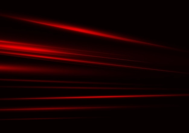 Abstract red speed neon light effect on black background vector illustration