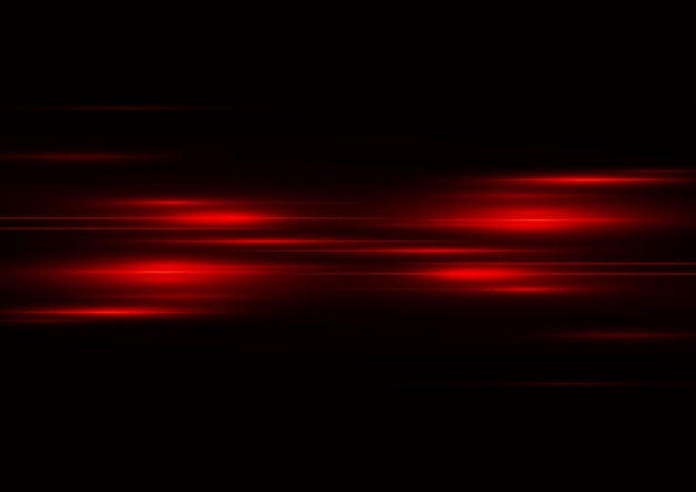 Vector abstract red speed neon light effect on black background vector illustration