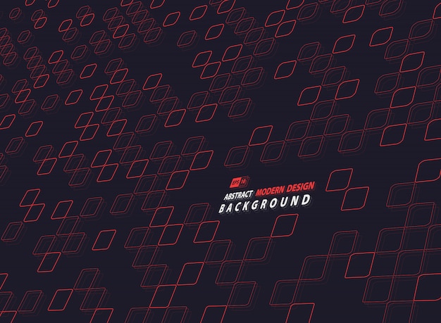 Quadrato rosso astratto di progettazione di tecnologia su fondo scuro.