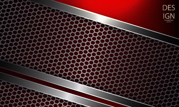 Abstract red textural design with mesh frame of a dark metallic shade