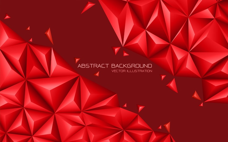 Vector abstract red tone triangle 3d modern futuristic background.