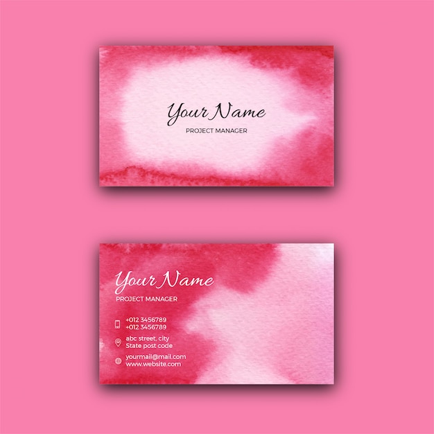 Vector abstract red watercolor business card