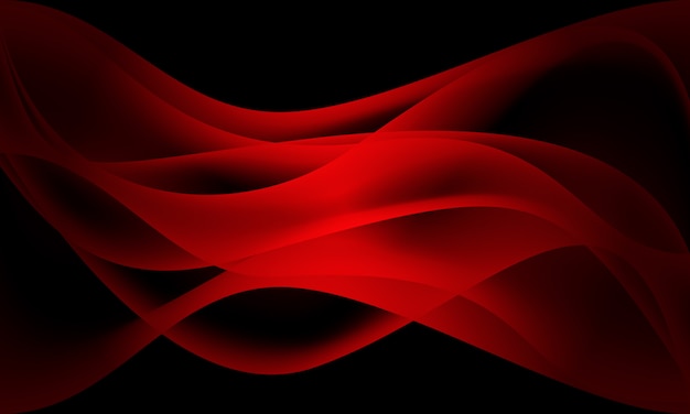 Vector abstract red wave curve smooth  black background.