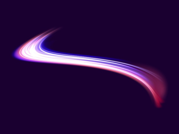 Vector abstract red wavy line of light