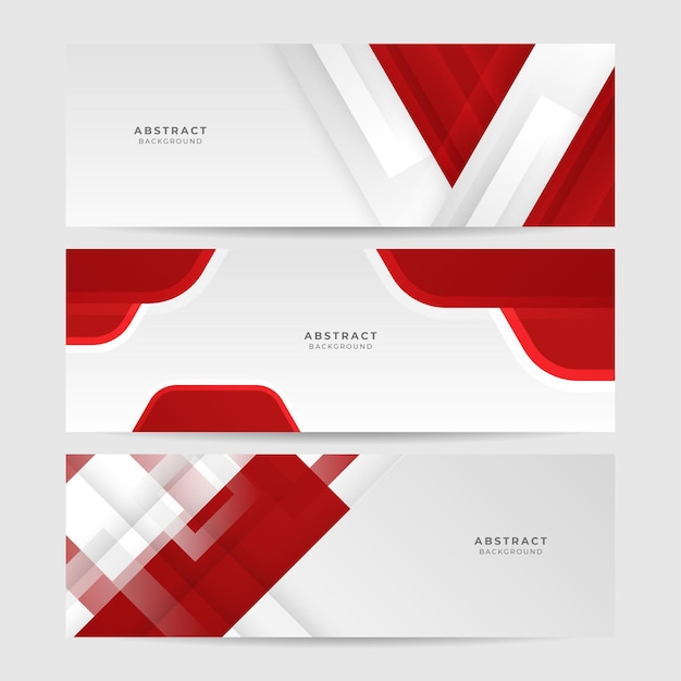 Vector abstract red and white grey tech geometric banner design