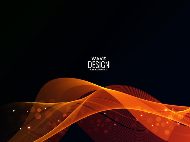 Abstract redish orange light flowing stylish wave modern illustration pattern background vector