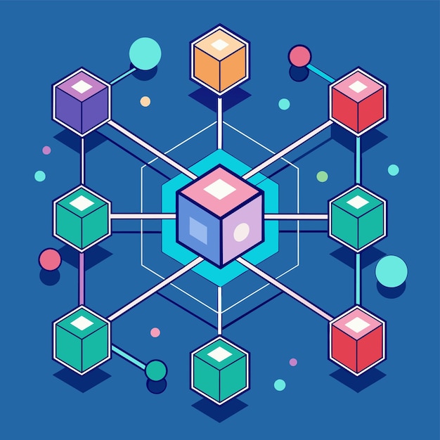 an abstract representation of blockchain technology with colorful interconnected cubes an abstract representation of blockchain technology in a minimalist style