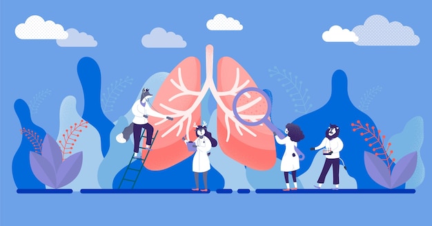 Vector abstract respiratory system examination and treatment