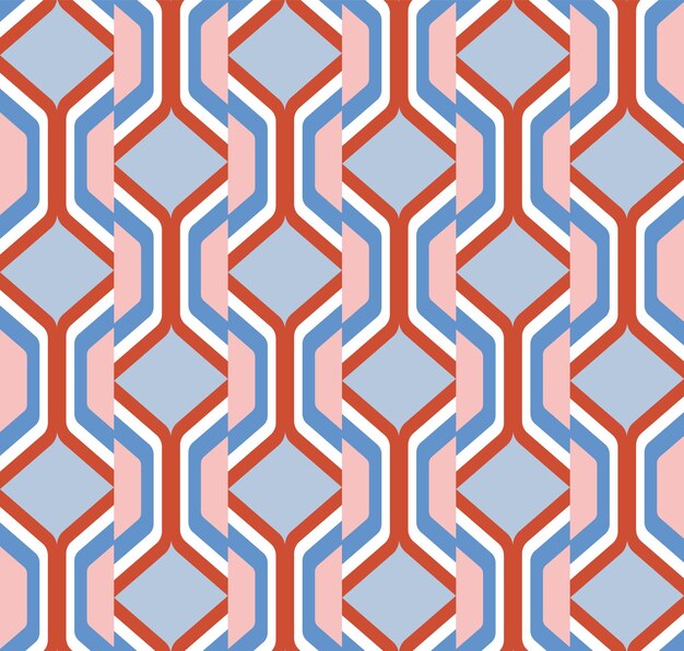 抽象的なレトロなアールデコ サイケデリックなカラフルな幾何学的なベクトルのシームレスなパターン トレンディなファッション色