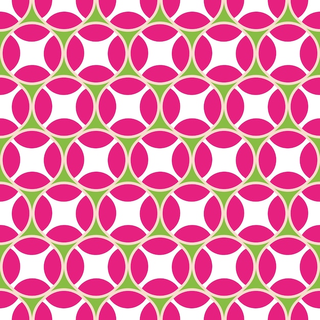 Abstract Retro Circles Leaves Geometric Decorative Vector Seamless Pattern Trendy Fashion Colors