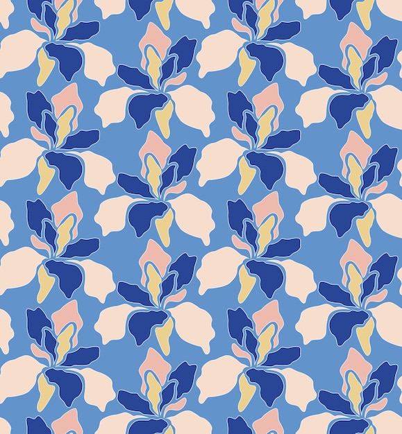 벡터 추상 복고풍 꽃 벡터 원활한 패턴 유행 패션 색상 미니멀 세련 된 모양