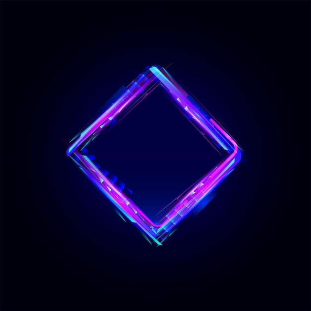 Vector abstract rhombus futuristic glitch frame colorful light effect